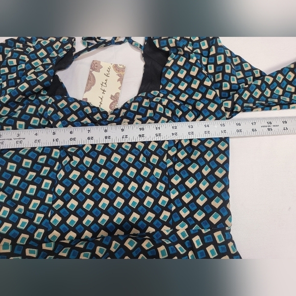 Band of The Free Genevieve Teal Diamond Long Sleeve Mini Dress Women's Medium - Picture 9 of 12